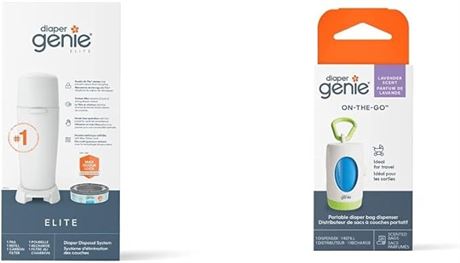 Diaper Genie Elite Diaper Pail System with Front Tilt Pail Easy Diaper Disposal