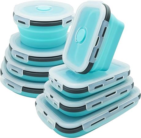 8 Pack Collapsible Silicone Food Storage Containers with Lids, Freezer