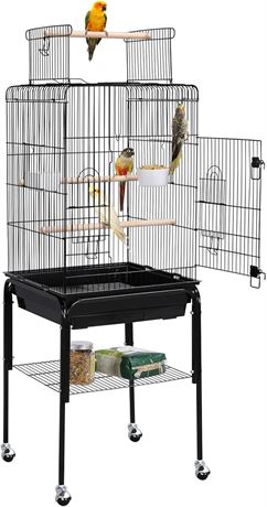 Yaheetech Open Top Rolling Parrot Bird Cage for Cockatiel Sun Parakeet Green Che