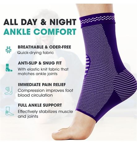 MODVEL 2 Pack Ankle Brace Compression Sleeve | Injury Recovery, Joint Pain