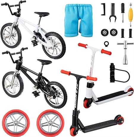 Zomiboo 18 Pieces Finger Toy Set Including Alloy Finger Bikes, Finger Scooter, F