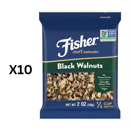 Fisher Black Walnuts, 2.00 oz (Pack of 10) Grown in United States