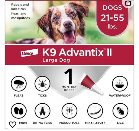K9 Advantix II Large Dog Vet-Recommended Flea, Tick & Mosquito Treatment & Preve