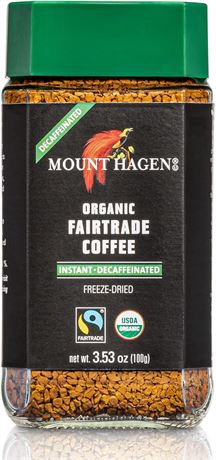 3.53 oz Jar - Mount Hagen Organic Fairtrade Coffee - Instant, Decaffeinated