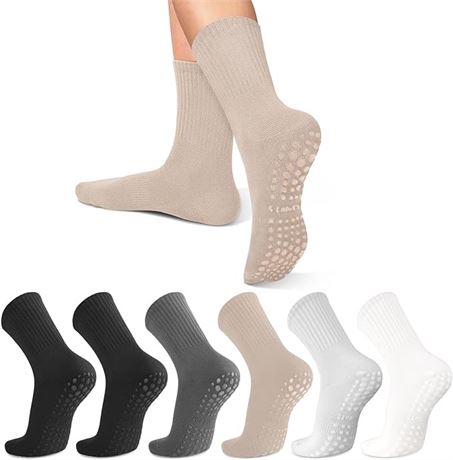 lilisilk 6 Pairs Pilates Socks with Grips for Women-Non-Slip Yoga