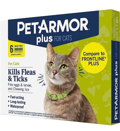 PetArmor Plus for Cats, Flea & Tick Prevention for Cats (Over 1.5 lb), Includes