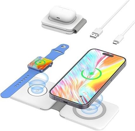 DREU Magnetic Foldable Charging Pad Portable Wireless Chargers 3 in 1