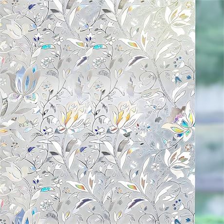 Wisomhome Window Films for Privacy,Static Cling Glass Decorated 3D Tulip Flower