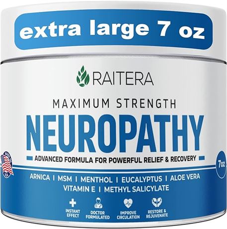 Neuropathy Relief Cream - 7 oz - Maximum Strength Nerve Relief for Feet Hands Le