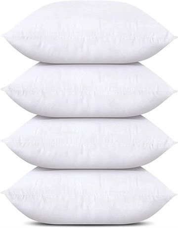 Set of 4, 16 x 16 Inch - Utopia Bedding Throw Pillow Insert (White), Pillow for