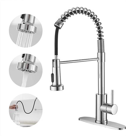 VOTON Kitchen Faucets with Pull Out Sprayer Commercial Spring Sink Faucet
