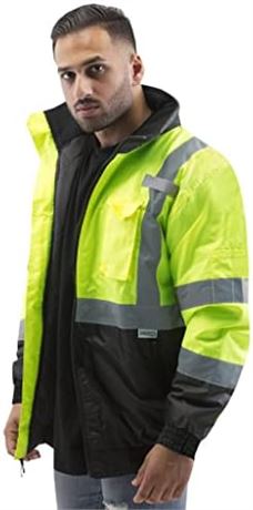 XLARGE - AmazonCommercial Safety Jacket, Lime/Black