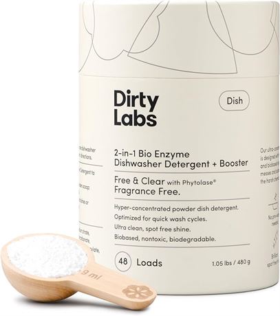 48 Loads (1.05 lb/ 480g) - Dirty Labs | Dishwasher Detergent and Booster | Scent