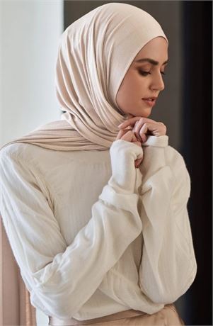 SIZE: 65"X 27" HAUTE HIJAB  Premium Jersey Hijab - Buttercream