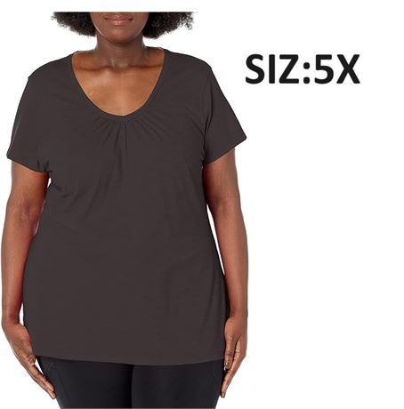 SIZE:5X Just My Size Womens Slub Jersey Shirred Vneck Tshirt
