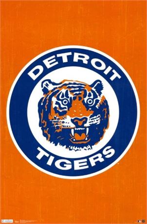 Detroit Tigers 23 X 34 Retro Logo Wall Poster
