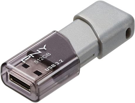 PNY 512GB Turbo Attaché 3 USB 3.2 Flash Drive – 100MB/s, Silver
