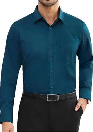 Alimens & Gentle Mens Dress Shirts Long Sleeve Wrinkle Free Stretch Cotton Big