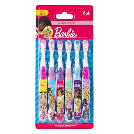Brush Buddies 6 Pack Barbie Toothbrushes for Kids, Children's Toothbrushes, Soft