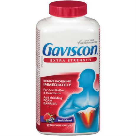Gaviscon Extra Strength Chewable Foamtabs Fruit Blend, 120ct
