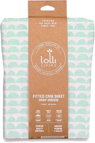 Lolli Living Sparrow Fitted Sheet – Mint Scallop – 100% Cotton Sheet, Fully Elas