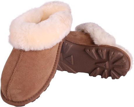 SIZE: 8 MH MYLUNE HOME Australian Sheepskin Slippers for Women - Luxuriously Sof