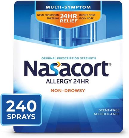Nasacort 24HR Allergy Nasal Spray for Adults, Non-drowsy & Alcohol Free