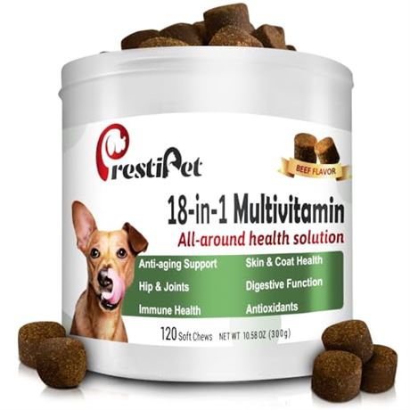 PrestiPet 18-in-1 Multivitamin Supplement Chews for Dogs - Imm...