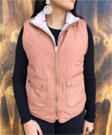 SIZE: S Joanna ” Reversible Quilted Padding Vest ( Clay )