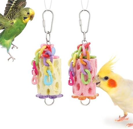 2 PACK Wontee Bird Chewing Toys Bird Beak Grinding Calcium