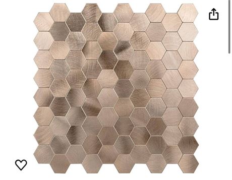 Tile Backsplash with Antique Look - (Hexagon Bronze 5pack） Copper Backsplash Pee