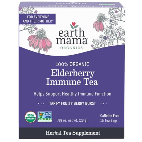 Earth Mama Organic Elderberry Immune Support Tea with Echinacea 16 Count