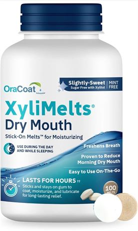 OraCoat XyliMelts Dry Mouth Relief Oral Adhering Discs, Slightly Sweet