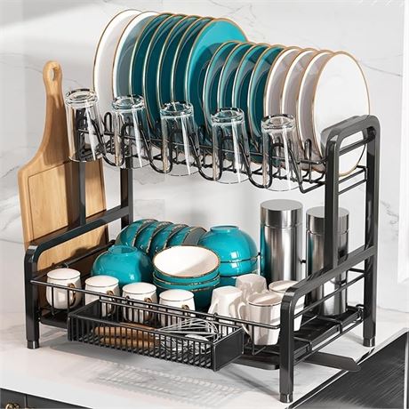 Dish Drying Rack and Drainboard Set