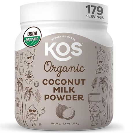 KOS Organic Coconut Milk Powder, USDA Certified - Sugar Free & Plant Based Cream