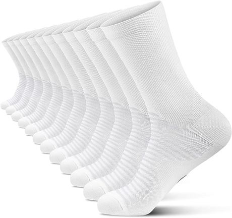 LARGE-XLARGE, 6 Pairs - PAPLUS Compression Athletic Crew Socks for Men & Women