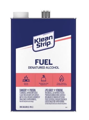 Klean Strip GSL26 Denatured Alcohol Fuel, Liquid, Alcohol, Water White, 1 gal