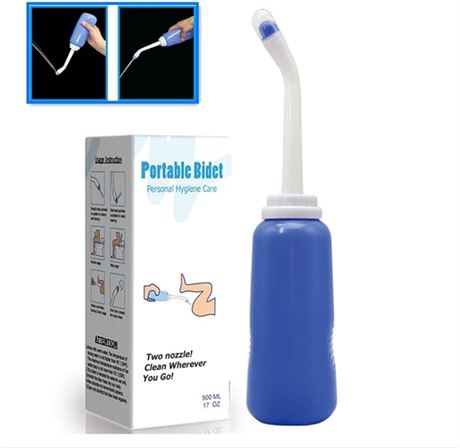Portable Bidet Bottle for Travel Personal Hygiene Care Manual Bidet (13in), Blue