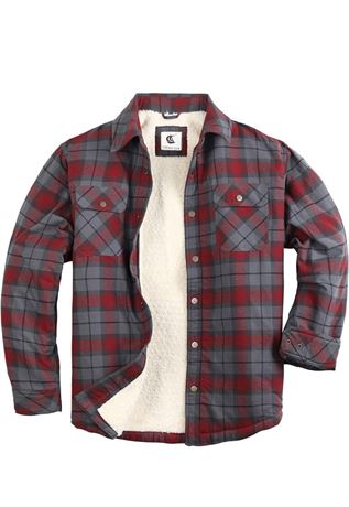 XXL, COEVALS CLUB Men's Flannel Jacket Sherpa Lined Quilted Cotton Snap Button U