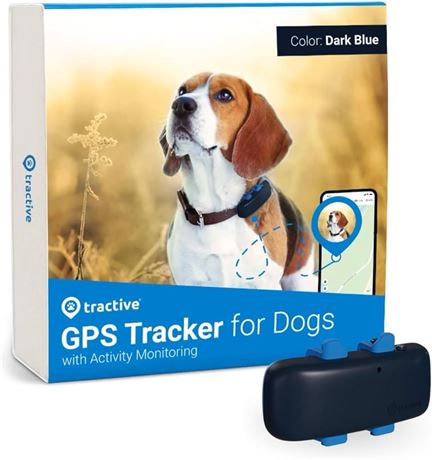 Tractive Waterproof GPS Dog Tracker - Location & Activity, Unlimited Range & Works with Any Collar (Dark Blue)