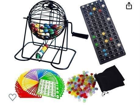 Yuanhe Deluxe Bingo Game Set - Metal Round Cage, 75 Colored Bingo Balls