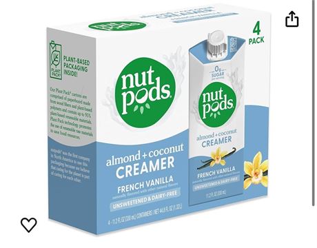 nutpods French Vanilla Creamer - Unsweetened Non Dairy Made from Almonds and Coc