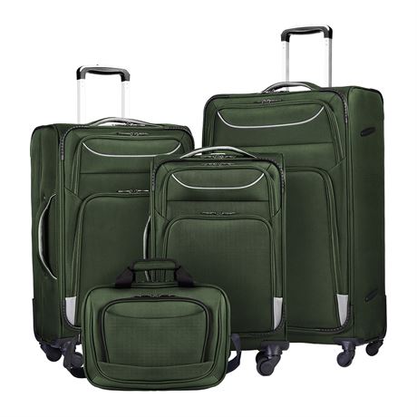 Coolife Luggage 3 Piece Set Suitcase Spinner Softshell lightweight YD55. Dark Gr