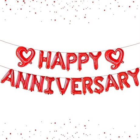 Happy Anniversary Foil Balloon with Hook Love, Red