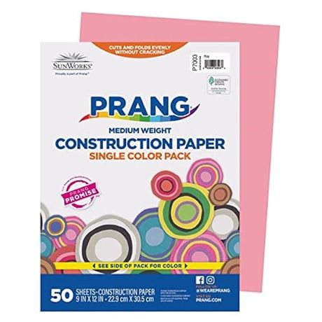 450 Sheets, 9x12 in - Prang (Formerly SunWorks) Construction Paper, Pink