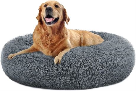 XX-Large(36''x28') - Calming Dog Bed, Round Bed for Small Medium Large Dogs, Fau