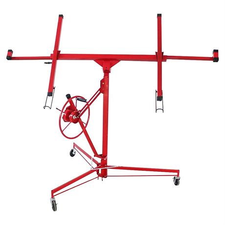 Drywall Lift Panel Portable 11FT Sheetrock Lift Rolling Panel Hoist Jack Lifter Construction Tools with Adjustable Telescopic Arm, 150 lbs