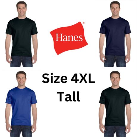 Lot of 4, Size 4XL Tall, Hanes Big Men's Beefy-t Tall T-Shirt