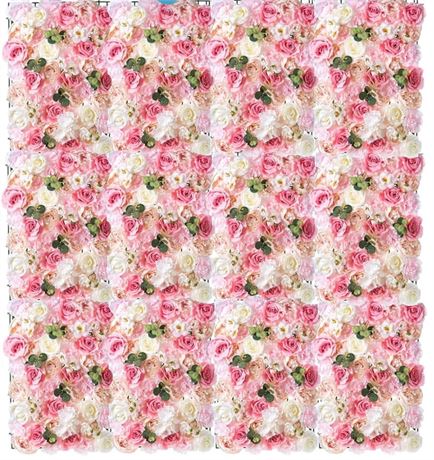 Nuptio Flower Wall Panel for Flower Wall Backdrop, 12 Pcs 24" X 16" White & Pink