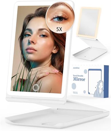 Jack & Rose Travel Mirror with Light, Travel Makeup Mirror with Magnification